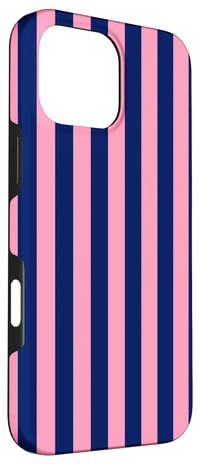 Kryt na iPhone 16 Pro Max Preppy & Pretty Stripes – tmavomodré a ružové pruhy, dievčenský estetický obal na telefón 3