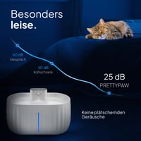 Bezdrôtová fontána pre mačky PrettyPaw Aqua Sense so snímačom pohybu, 3-litrová nádrž, s filtrom, 45-dňová výdrž batérie, biela 4