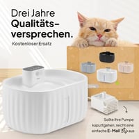 Bezdrôtová fontána pre mačky PrettyPaw Aqua Sense so snímačom pohybu, 3-litrová nádrž, s filtrom, 45-dňová výdrž batérie, biela 8