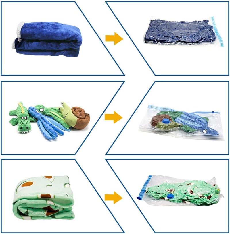 Priksia Vákuum Tárolósátor Szett 6 db - 2 XL + 2 L + 2 M Méret, Légmentes Szelep