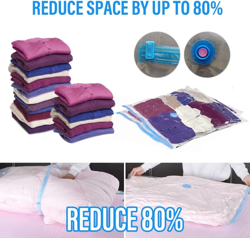 Priksia Vákuum Tárolósátor Szett 6 db - 2 XL + 2 L + 2 M Méret, Légmentes Szelep