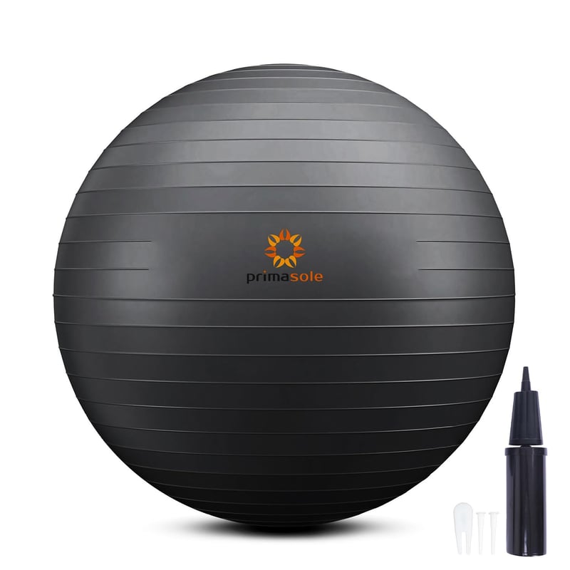 primasole Jóga és Gimnasztikai Egyensúlyozó Labda Pumpával, Fitness, Pilates, Otthon és Irodai Használatra, 65 cm, Fekete