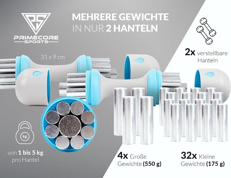 Primecore Sports állítható súlyzó szett 2x1-5kg szürke-kék
