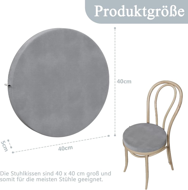 PRIMEPATIO Kerek Ülőpárna Szett 2db Világosszürke 40x40x5cm
