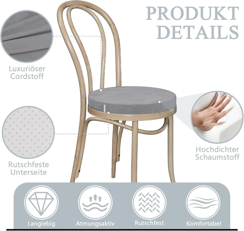 PRIMEPATIO Kerek Ülőpárna Szett 2db Világosszürke 40x40x5cm