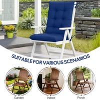 PRIMEPATIO Pernă pentru scaun de exterior cu spătar înalt, 120x45 cm, grosime 8 cm, impermeabilă, capitonată, cu șnururi de prindere, pentru scaune de grădină, terasă sau dining din ratan 7