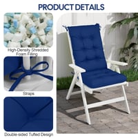 PRIMEPATIO Pernă pentru scaun de exterior cu spătar înalt, 120x45 cm, grosime 8 cm, impermeabilă, capitonată, cu șnururi de prindere, pentru scaune de grădină, terasă sau dining din ratan 4