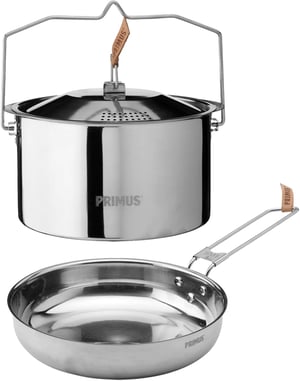 Primus Campfire Cookset set posuđa za kampiranje od nehrđajućeg čelika - lonac od 3,0 L i tava od 21 cm