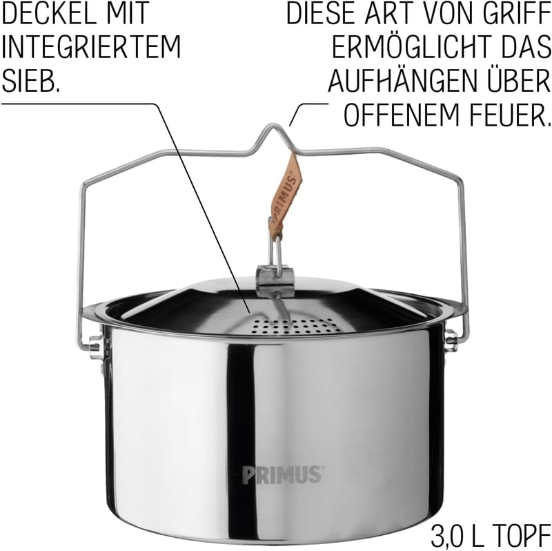 Primus rozsdamentes kempingkészlet 3L fazékkal és 21cm serpenyővel