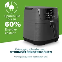 Friteuză cu aer cald digitală Princess 182061, 6,5 L, cu separator, 12 programe, ecran tactil, economie de energie de 60%, gătire fără ulei, negru 3