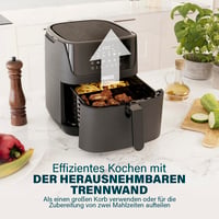Friteuză cu aer cald digitală Princess 182061, 6,5 L, cu separator, 12 programe, ecran tactil, economie de energie de 60%, gătire fără ulei, negru 5