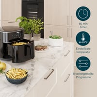 Digitálna teplovzdušná fritéza Princess 182254 - Nastaviteľná kapacita - Max. 8 l - 6 prednastavených programov - Digitálny displej - Menej 8