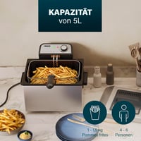 Friteuză Princess 184090, 5 litri, 3270 W, tehnologie zonă rece, fereastră de vizualizare, oțel inoxidabil, termostat dublu, ușor de curățat, detașabilă 3