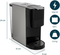 Princess 4az1ben Kávéfőző Kapszula Pad Őrölt Kávéhoz 1450W Fekete-Ezüst 7