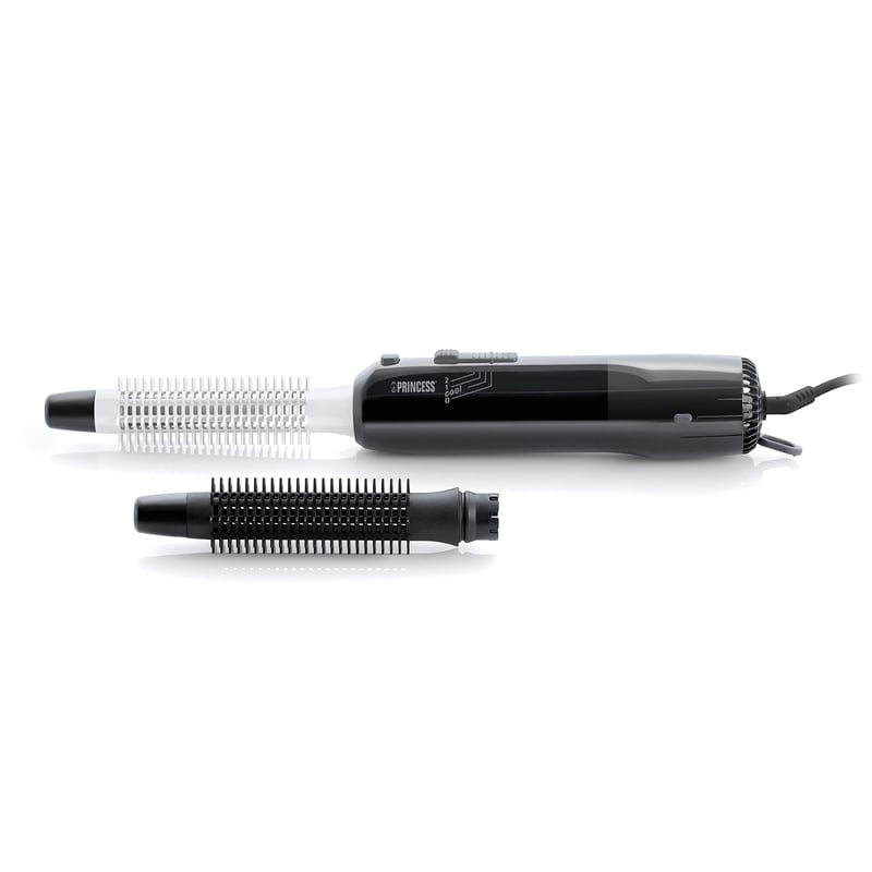 Perie pentru coafat Princess 529202 Cool Curl CC 300 - cu 2 capete de perie, funcție Cool Shot, negru, pentru toate tipurile de păr, 1 buc.