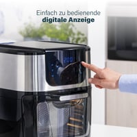 Teplovzdušná fritéza a rúra Princess Aerofryer DeLuxe 182075, 11 litrov, 1800 W, 65–200 °C, s 10 programami, otočným košom, ražňom a 3 plechmi, čierna/strieborná 5