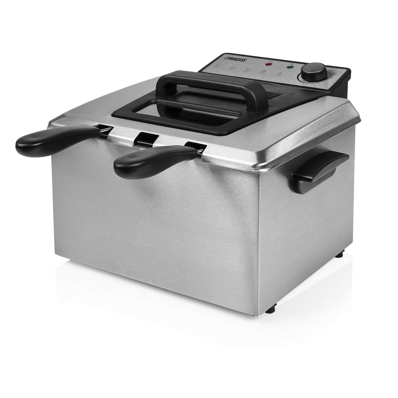Friteza Princess 185000 – 3270 W, 5 litara, s termostatom, 3 košare za prženje, hladna zona, za 6-7 osoba, sivi metal