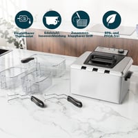 Friteza Princess 185000 – 3270 W, 5 litara, s termostatom, 3 košare za prženje, hladna zona, za 6-7 osoba, sivi metal 4