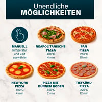Pec na pizzu Princess Pro Max 112780 – 15 l, 400 °C, 2100 W, digitálny ovládací panel, kameň na pizzu a lopatka, horný/spodný ohrev, časovač, na vnútorné aj vonkajšie použitie 4