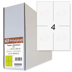 Samolepiace prepravné štítky Printation 105x148 mm - biele - 2000 ks (500 hárkov)