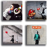 Printerland Banksy Vászon Képek 4 Darab 30x30 cm Absztrakt Fali Dekoráció 1