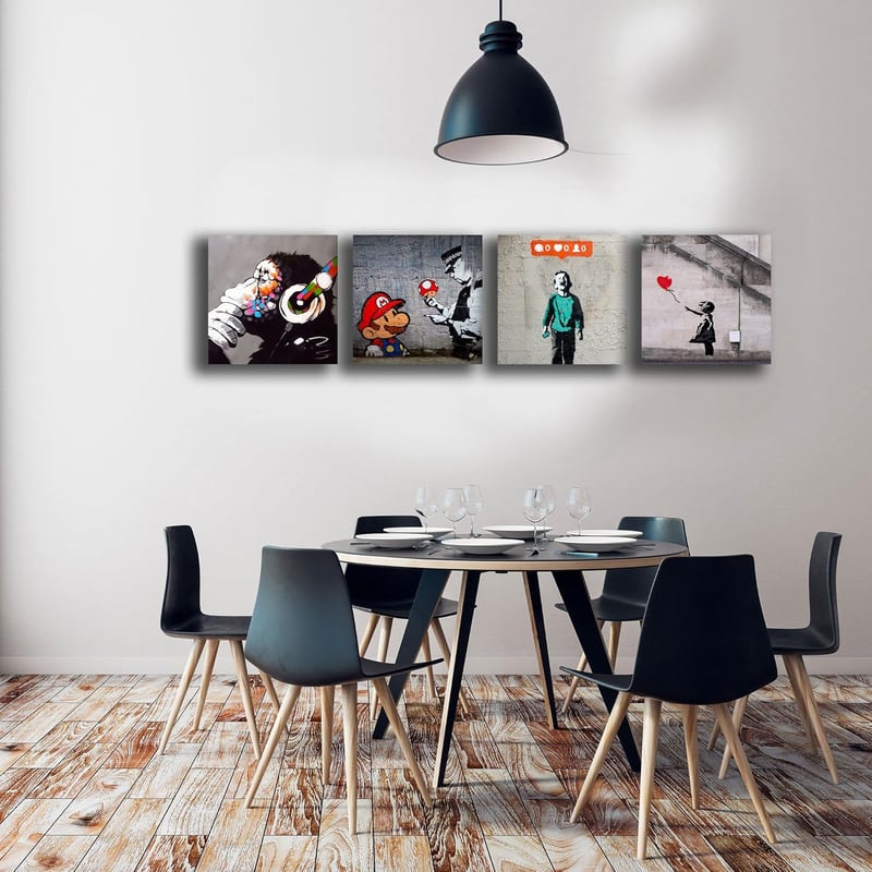 Printerland Banksy Vászon Képek 4 Darab 30x30 cm Absztrakt Fali Dekoráció