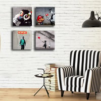 Printerland Banksy Vászon Képek 4 Darab 30x30 cm Absztrakt Fali Dekoráció 4