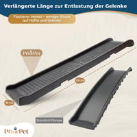 Skladacia psia rampa do auta PRIORPET – dĺžka 174 cm a šírka 38 cm – protišmyková gumová rampa pre veľké psy – kompatibilná s SUV – 85 7