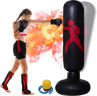 PRITOK Álló Boxzsák Gyerekeknek és Felnőtteknek 160 cm - Felfújható Edzőbábu PVC Anyagból, Légpumpával, Kickbox, Karate és Taekwondo Gyakorl 1