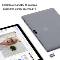 PRITOM 10-palcový Android WiFi tablet, 64 GB ROM, 1024 GB rozšíriteľné úložisko, štvorjadrový procesor, HD IPS displej, 6000 mAh batéria, dva 4