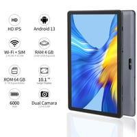 PRITOM 10-palcový Android WiFi tablet, 64 GB ROM, 1024 GB rozšíriteľné úložisko, štvorjadrový procesor, HD IPS displej, 6000 mAh batéria, dva 5