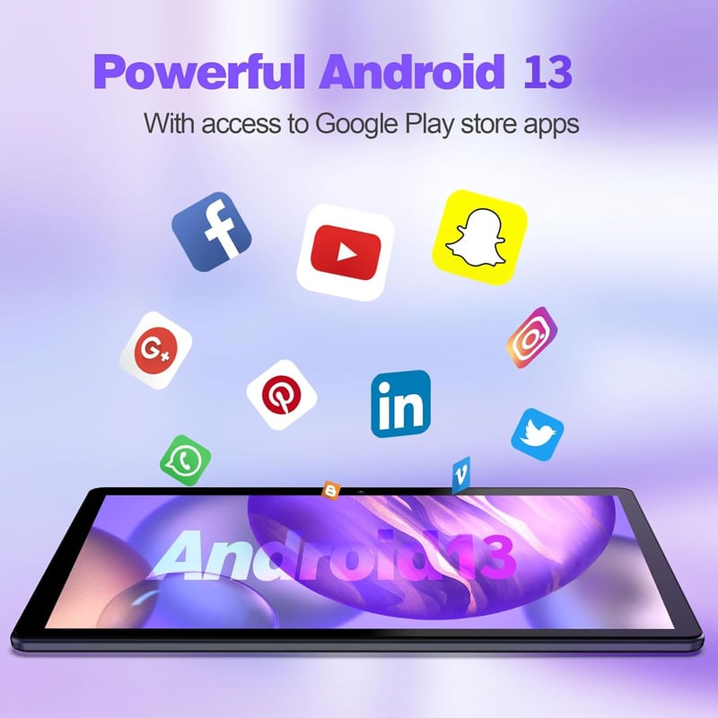 PRITOM Android 13 Tablet 64GB, HD IPS kijelző, 5000mAh, Fekete