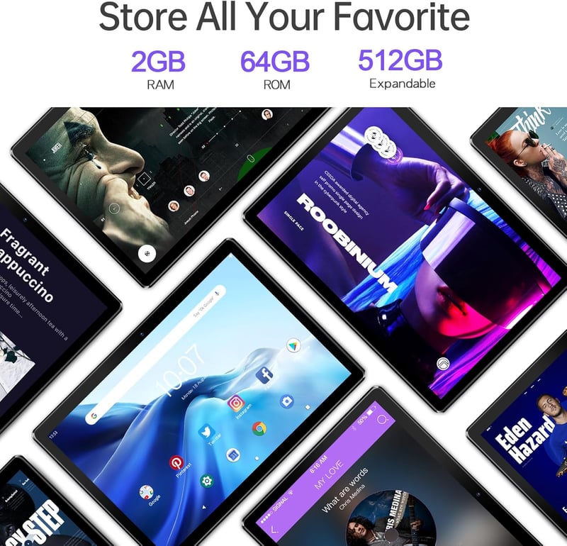 PRITOM Android 13 Tablet 64GB, HD IPS kijelző, 5000mAh, Fekete