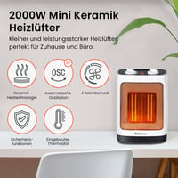 Pro Breeze 2000W Kerámia Ventilátoros Fűtőtest Automatikus Lengéssel Fehér 2
