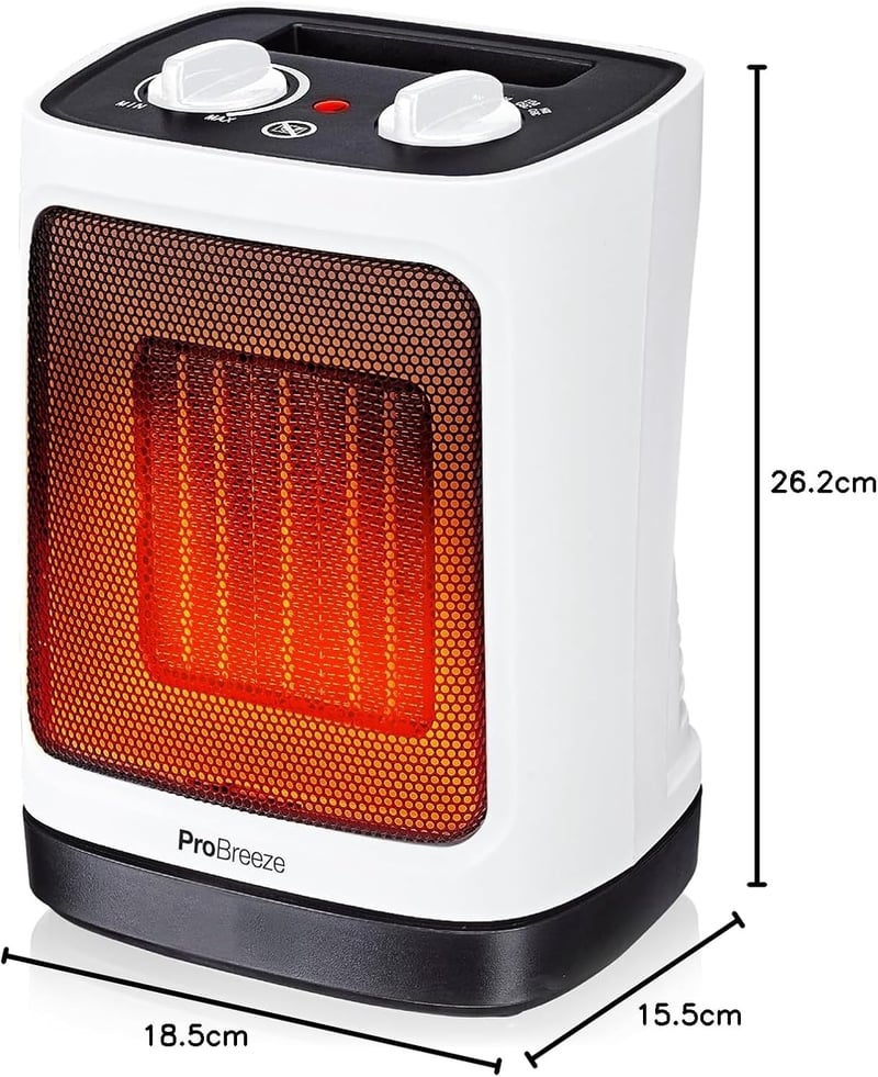 Pro Breeze 2000W Kerámia Ventilátoros Fűtőtest Automatikus Lengéssel Fehér