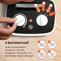 Pro Breeze 2000W Kerámia Ventilátoros Fűtőtest Automatikus Lengéssel Fehér 5