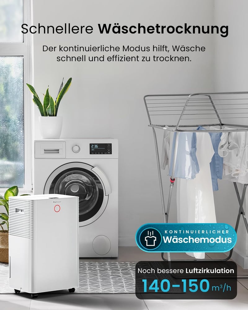 Pro Breeze WiFi Páramentesítő 20L/24h, Okos Vezérlés, Penészedés Ellen, 30m²-ig - 20L - 30 m² - Smart App