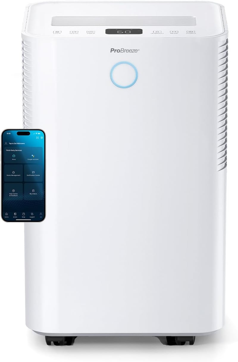 Pro Breeze WiFi Páramentesítő 20L/24h, Okos Vezérlés, Penészedés Ellen, 30m²-ig - 20L - 30 m² - Smart App