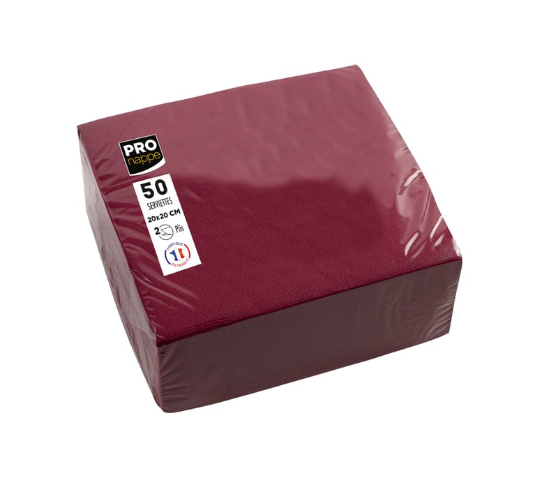 Pro Nappe 50 bucăți Șervețele de hârtie micro-gofrate 20x20 cm 2 straturi Bordo