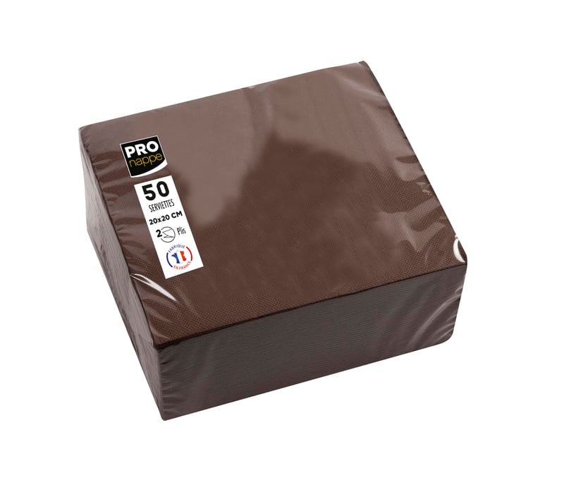 Pro Nappe 50 ks Papierové obrúsky s mikroreliéfom 20x20 cm 2-vrstvové čokoládovo hnedé