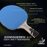 PRO-SPIN Profi Pingpong Ütő Karbon, Spin Gumi, 2.0mm Szivacs Védelemmel 2