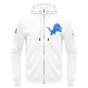 Hanorac bărbătesc Pro Standard NFL Detroit Lions, clasic din chenille, cu fermoar complet, alb, mărimea 2XL
