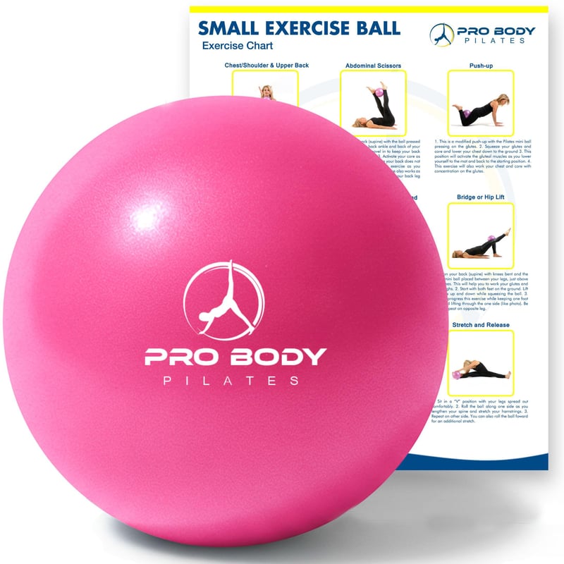ProBody Pilates malá gymnastická lopta 9-palcová barre lopta cvičebná lopta na stabilitu, brušné svaly, core, fyzioterapiu, domov, posilňovňu, kanceláriu, ružová
