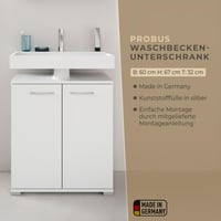 Kúpeľňová skrinka pod umývadlo Probus Basic 60 cm – Moderná skrinka pod umývadlo v bielom prevedení s množstvom úložného priestoru – Vyrobené v Nemecku 3