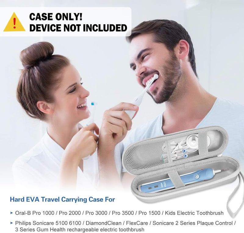 ProCase Elektromos Fogkefe Tok Oral-B és Philips Sonicare Utazáshoz Ezüst