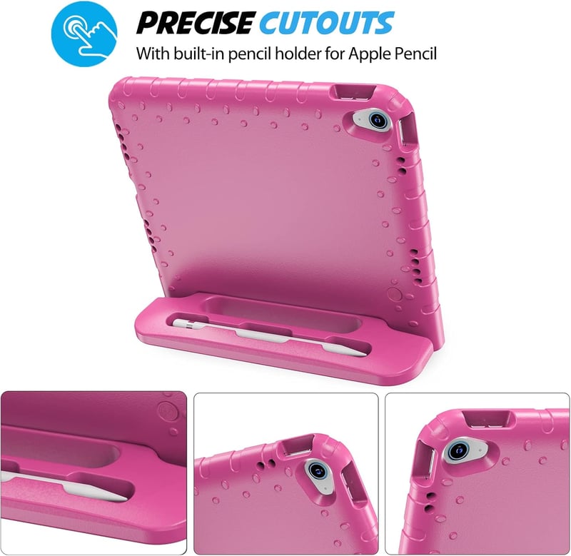 ProCase iPad 10/11 generációs gyermek tok állvánnyal, ütésálló, könnyű, magenta