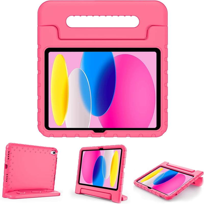 ProCase iPad 10-11 generációs gyermek tok ütésálló állvánnyal rózsaszín