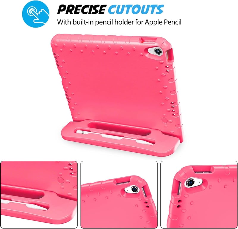 ProCase iPad 10-11 generációs gyermek tok ütésálló állvánnyal rózsaszín