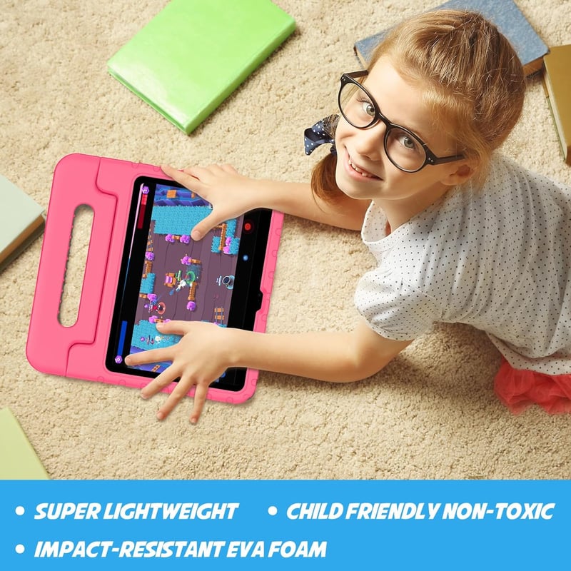 ProCase iPad 10-11 generációs gyermek tok ütésálló állvánnyal rózsaszín