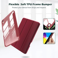 ProCase iPad 10-11 hüvely tolltartóval, ütésálló smart tok, átlátszó hátlap, bordó 5